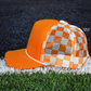 Checkered Mesh Back Cap: Orange/ White