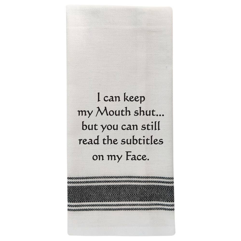 BB-I-380 White Kitchen Towel "I can keep my mouth shut..."