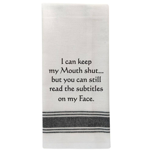 BB-I-380 White Kitchen Towel "I can keep my mouth shut..."