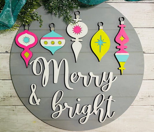 Merry & Bright Door Hanger (unfinished)