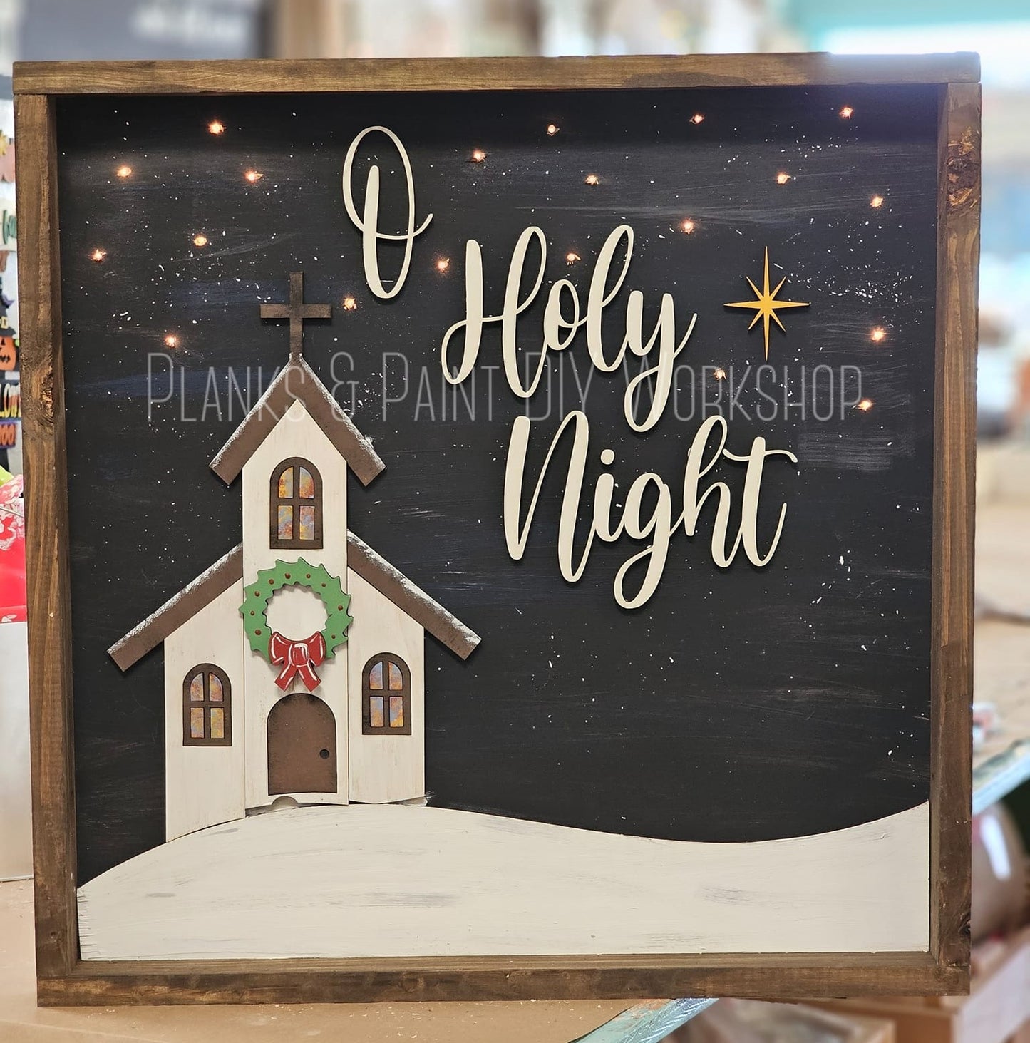 O Holy Night Lighted 22inch Framed Sign