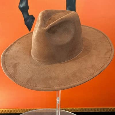 Best seller Fashion Classic Wide Brim Suede Premium  Hat : Brown / ONE SIZE