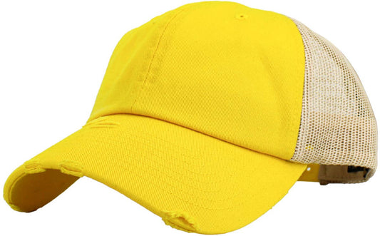 KBETHOS - Vintage Mesh Baseball Cap: YEL-STN