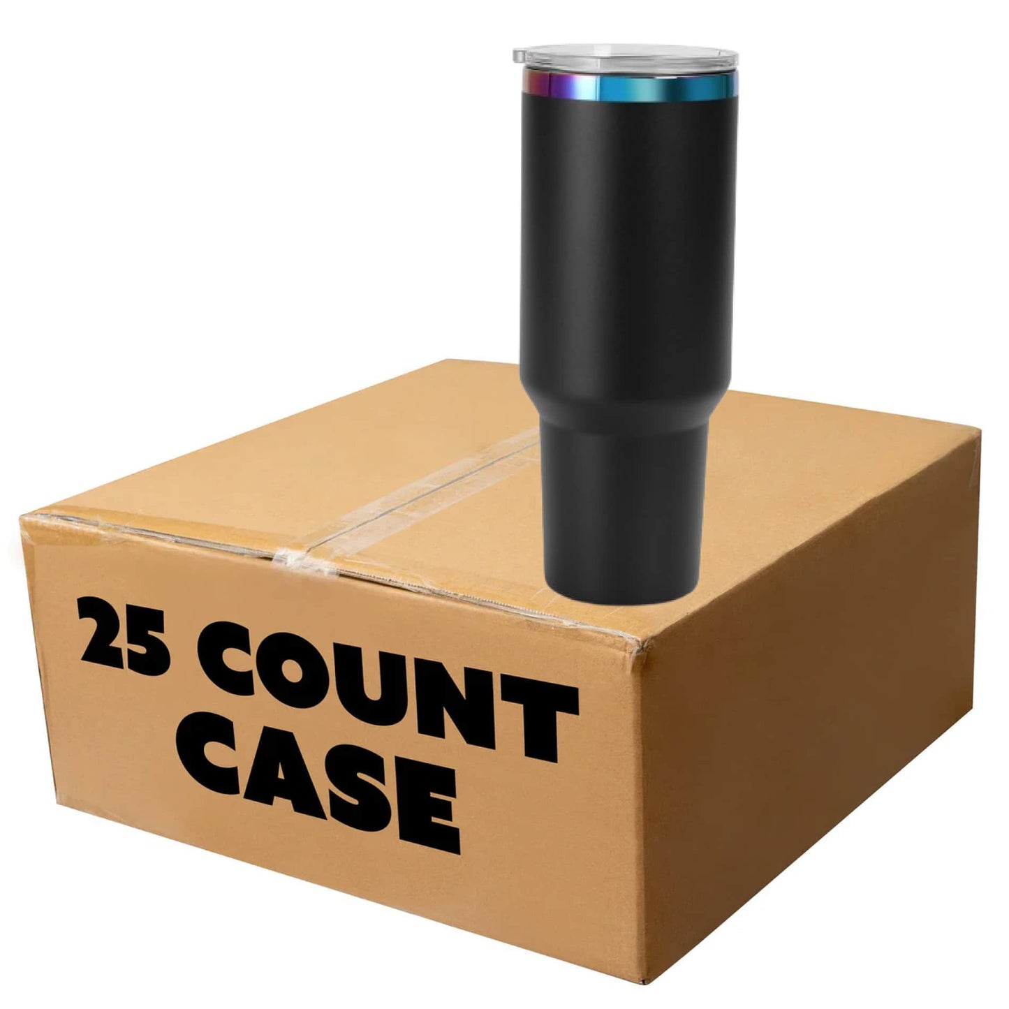 Makerflo 40 oz Rainbow Plated Powder Coated Tumbler: Black / Singles