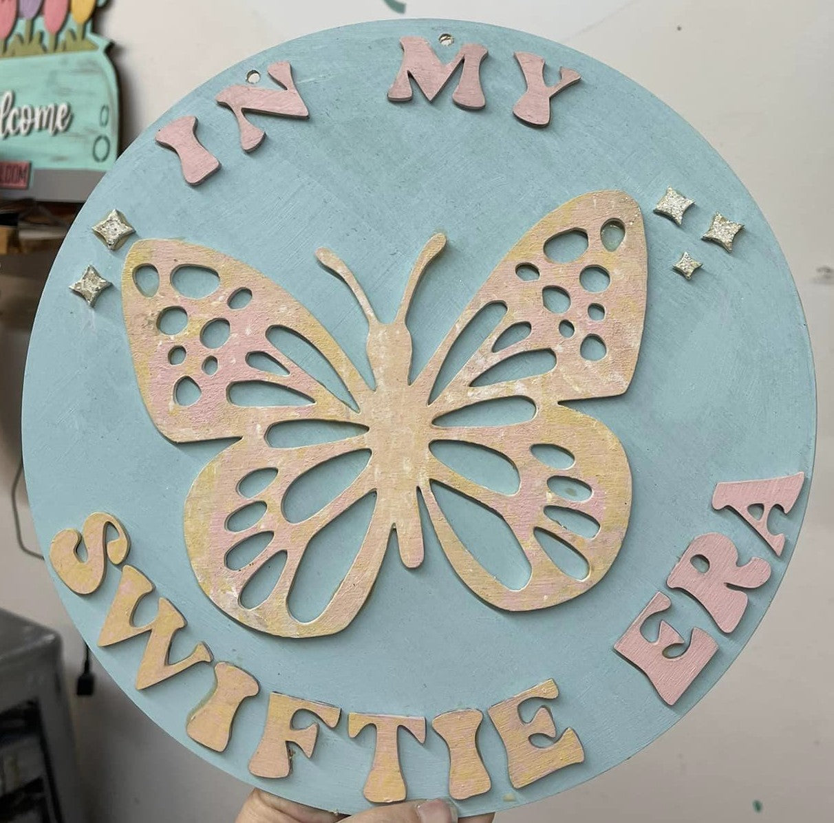 Kids Swiftie Era Butterfly 10" Round Door Hanger