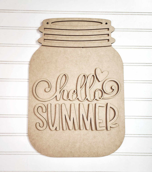 Hello Summer Mason Jar Door Hanger