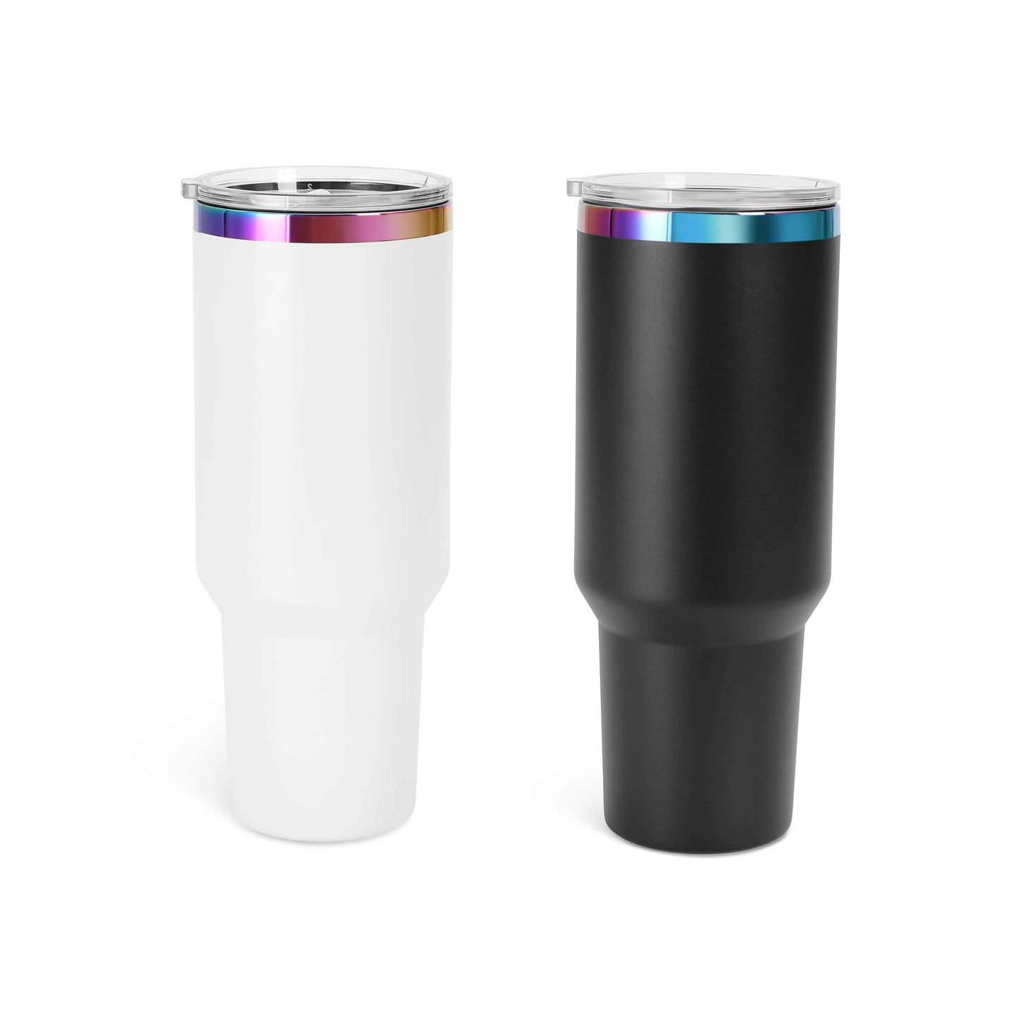 Makerflo 40 oz Rainbow Plated Powder Coated Tumbler: Black / Singles