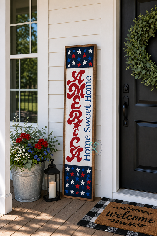 America Home Sweet Home Porch Leaner