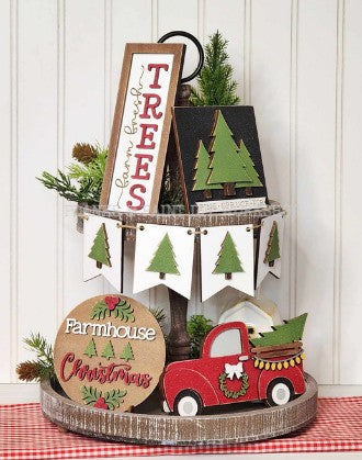 Farmhouse Christmas Tiered Tray Set