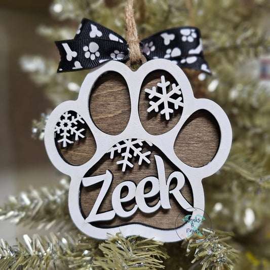 Personalized Name Paw Print Ornament – Pet Keepsake or Custom Memorial