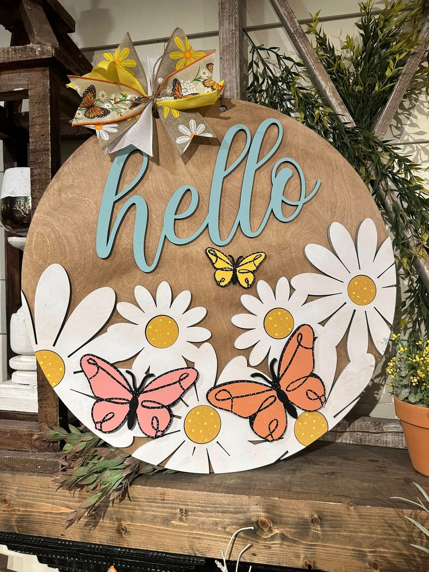 Hello Butterflies Door Hanger