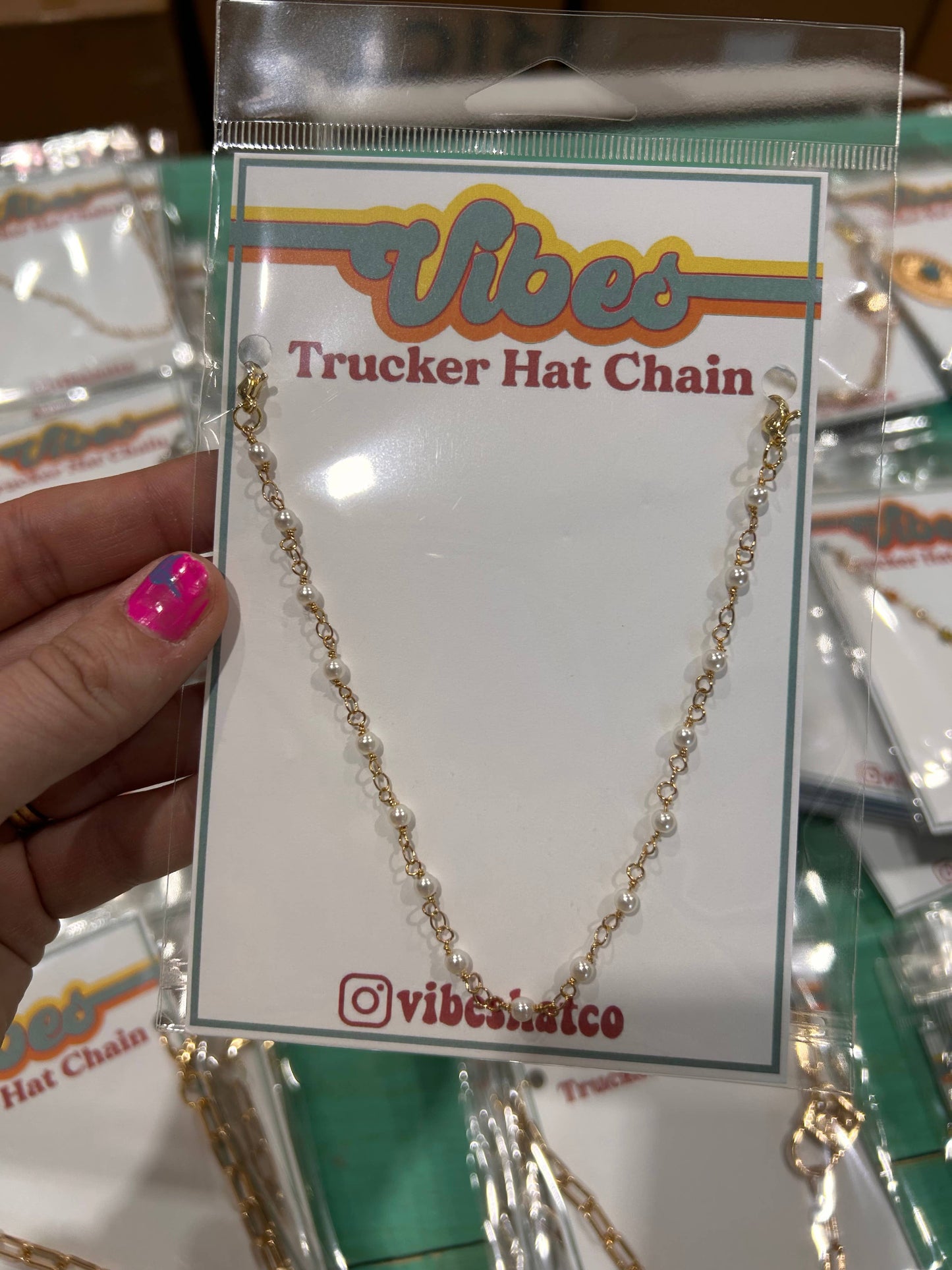 Vibes Hat Company - Dainty Pearl Trucker Chain