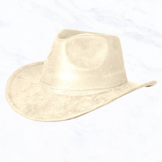 Suzie Q USA - Suede Regular Cowboy Fedora Hat: Off White
