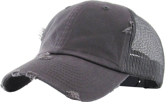 KBETHOS - Vintage Mesh Baseball Cap: D.Grey