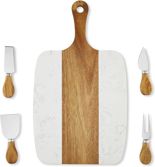 Makerflo Durable Wood Marble Serving Board for Kitchen: Pack of 1