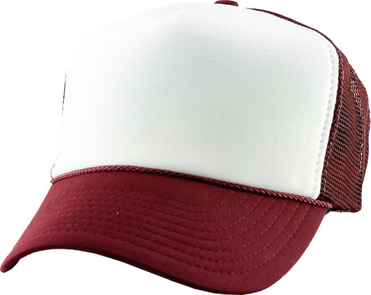 KBETHOS - Classic Foam Front Trucker Hat: Maroon-White