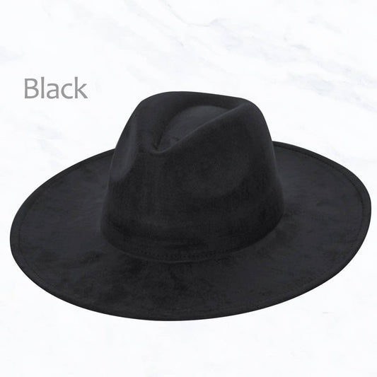 Suzie Q USA - Suede Large Eaves Peach Top Fedora Hat: Black