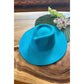 Vegan Felt Fedora Hat with Wide Stiff Flat Brim: DENIM / ONE SIZE