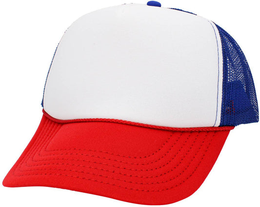 KBETHOS - Classic Foam Front Trucker Hat: Red-White-Royal