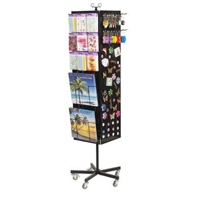 Specialty Store Services - Floor Standing Metal Pegboard Spinner Rack Magnet Display: Black