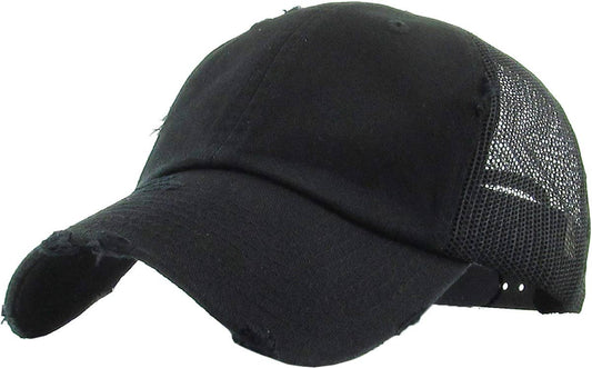 KBETHOS - Vintage Mesh Baseball Cap: Black