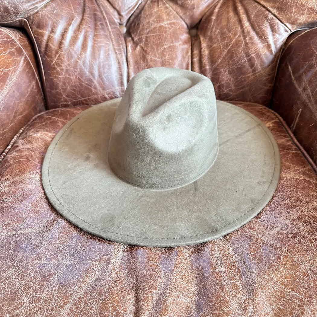 Classic Wide Brim Suede Premium Hat: OLIVE / ONE SIZE