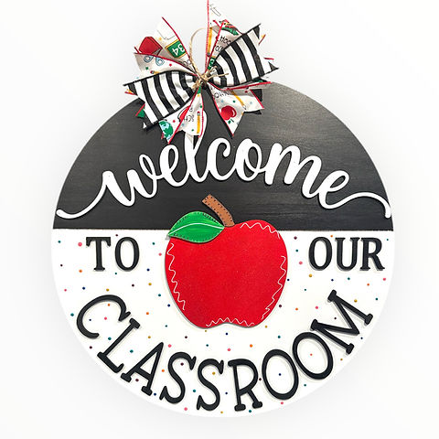Welcome to Classroom Apple Round 3D Laser Door Hanger TEA126