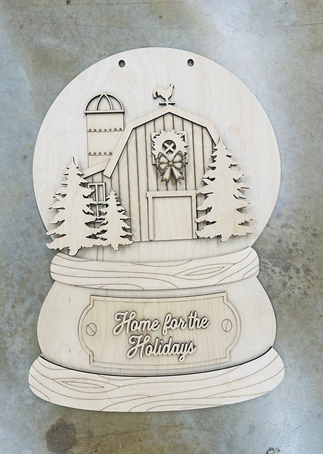 Barn Snowglobe Door Hanger