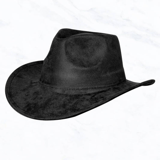 Suzie Q USA - Suede Regular Cowboy Fedora Hat: Black