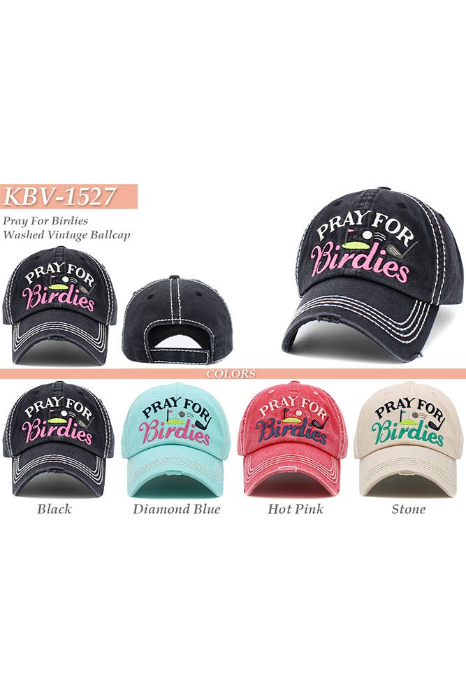 Hana - PRAY FOR BIRDIES Vintage Baseball Cap: Black