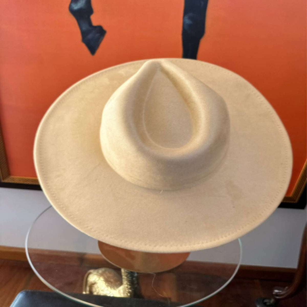 Classic Wide Brim Suede Premium Hat: Rust / ONE SIZE