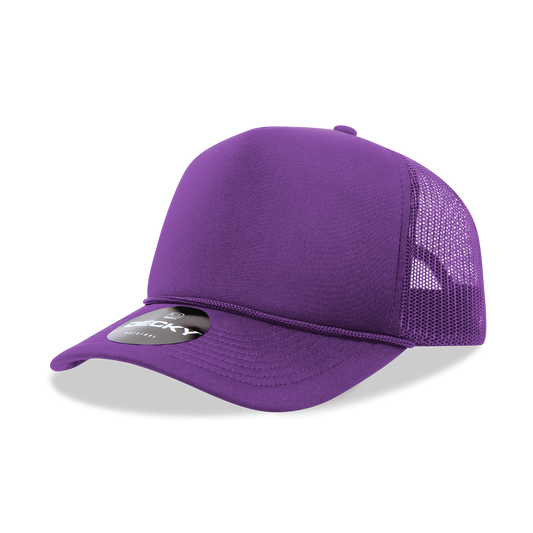 The Park Wholesale - Decky 6025 - Mid Profile, 5 Panel Foam Trucker Hat - 6025: Purple