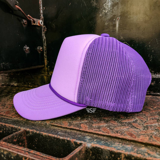 Tri Color Mesh Trucker Cap: Lavender/ Purple Magna Pony