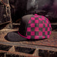 Checkered Mesh Back Cap: Orange/ White