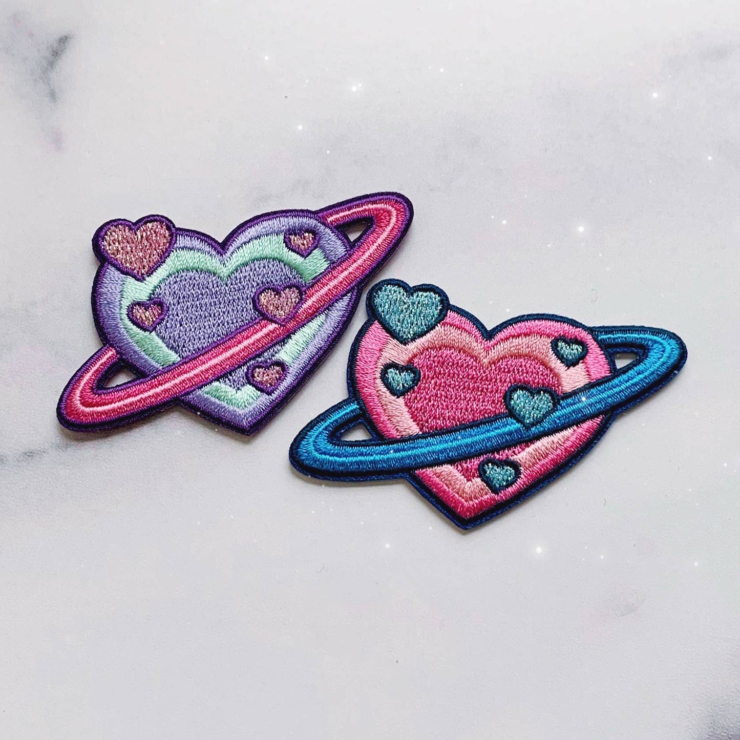 Wildflower + Co. - Heart Planet Patch, All Colors: Pink and Blue