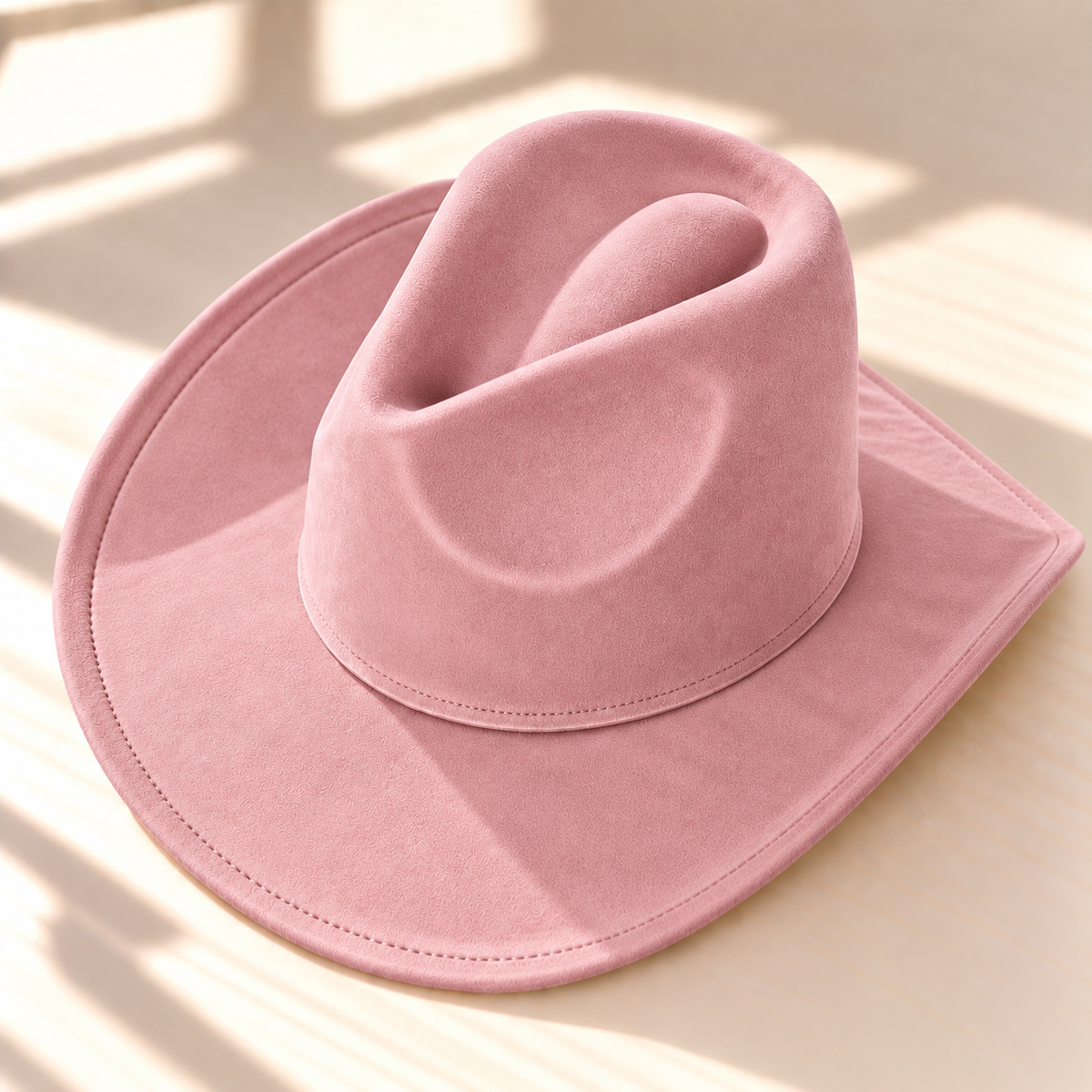 Vegan Suede Cowboy Hat: CARAMEL / ONE SIZE