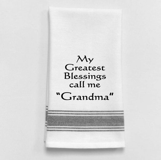 BB-M-95 White Kitchen Towel "My greatest blessings call..."