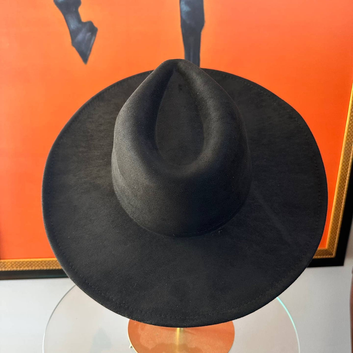 Classic Wide Brim Suede Premium Hat: Rust / ONE SIZE