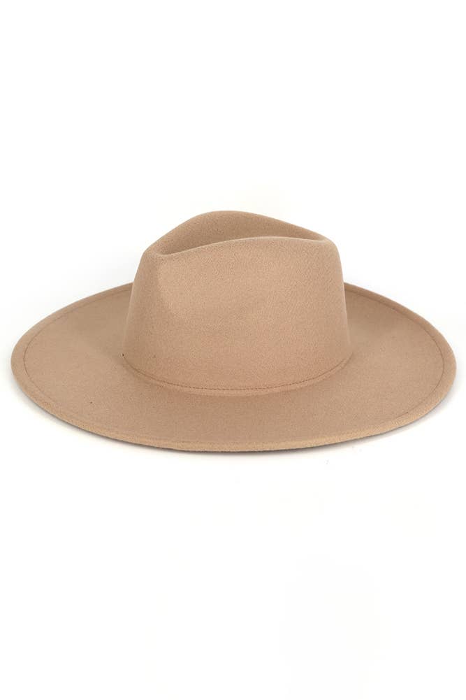 Hana - Solid Plain Panama Hat: Oatmeal