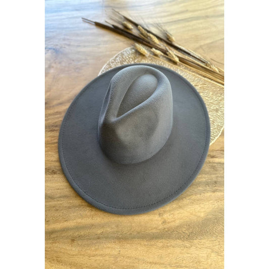 Fashion Classic Wide Brim Premium Felt Hat New: GREY / ONE SIZE