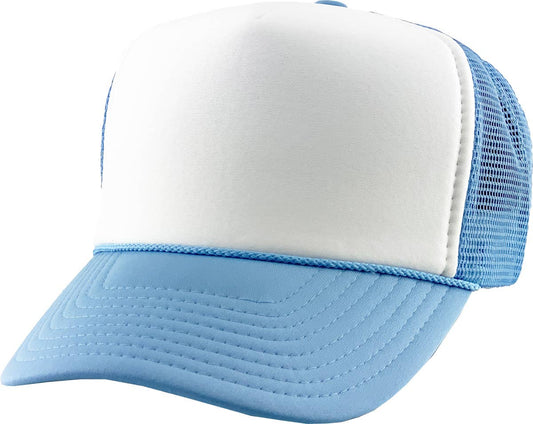 KBETHOS - Classic Foam Front Trucker Hat: Sky-White