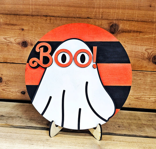 Boo Ghost 10" Round Sign