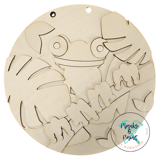 Kids Rainforest Frog 10" Round Sign Unfinished