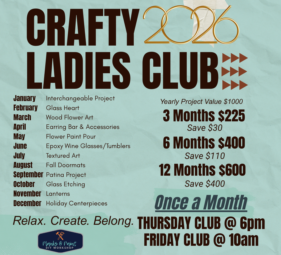 Crafty Ladies Club 2026