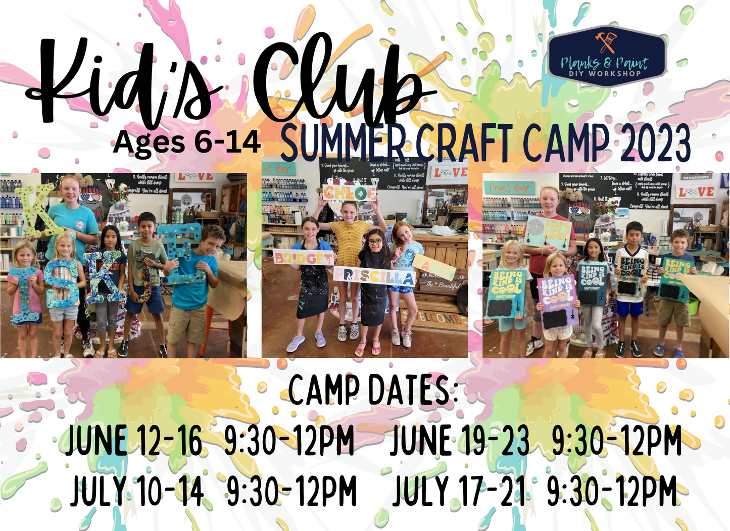 Kid's Club Summer Crafts Day Camp 2023 (Single Day)