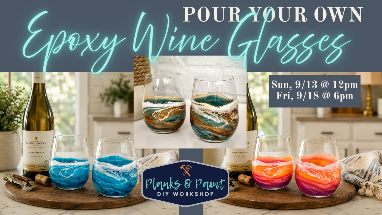 9.13.26 @ 12pm Epoxy Stemless Wine Glass Class (Covers 2 Glasses for 1 person)