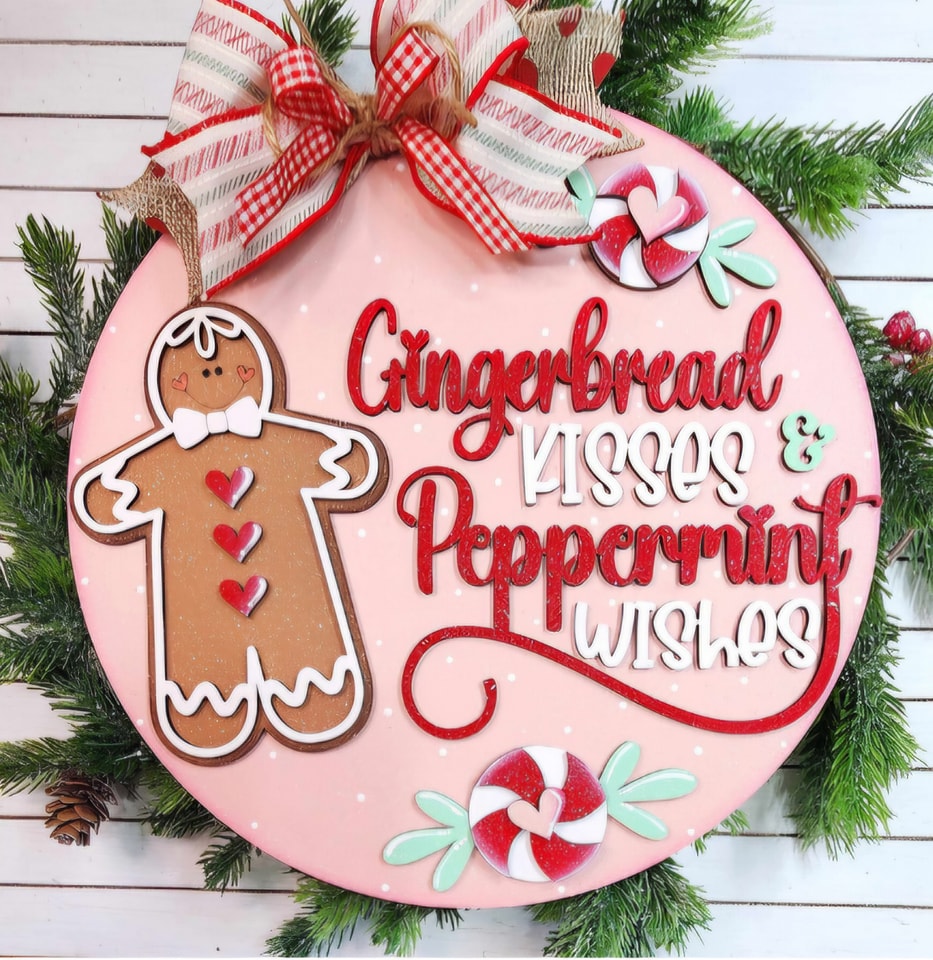 Gingerbread Kisses Door Hanger