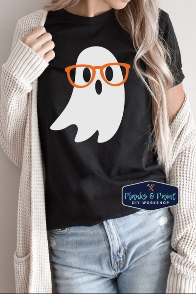 Cute Nerdy Ghost Halloween Graphic Tee