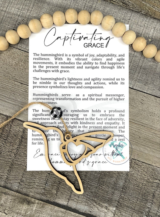 Captivating Grace Hummingbird Story Card Ornament