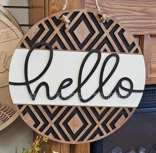 Hello Pattern 3D Door Hanger